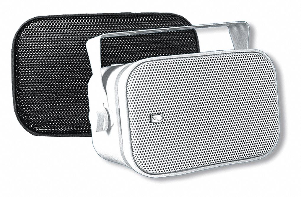 POLYPLANAR Outdoor Box Speakers, White, 50 W Peak Output Power, 7 1/2