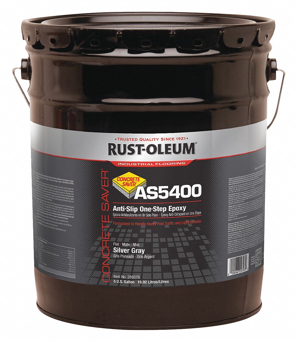 RUSTOLEUM Flat Epoxy Ester AntiSlip Floor Coating, Silver Gray, 5 gal