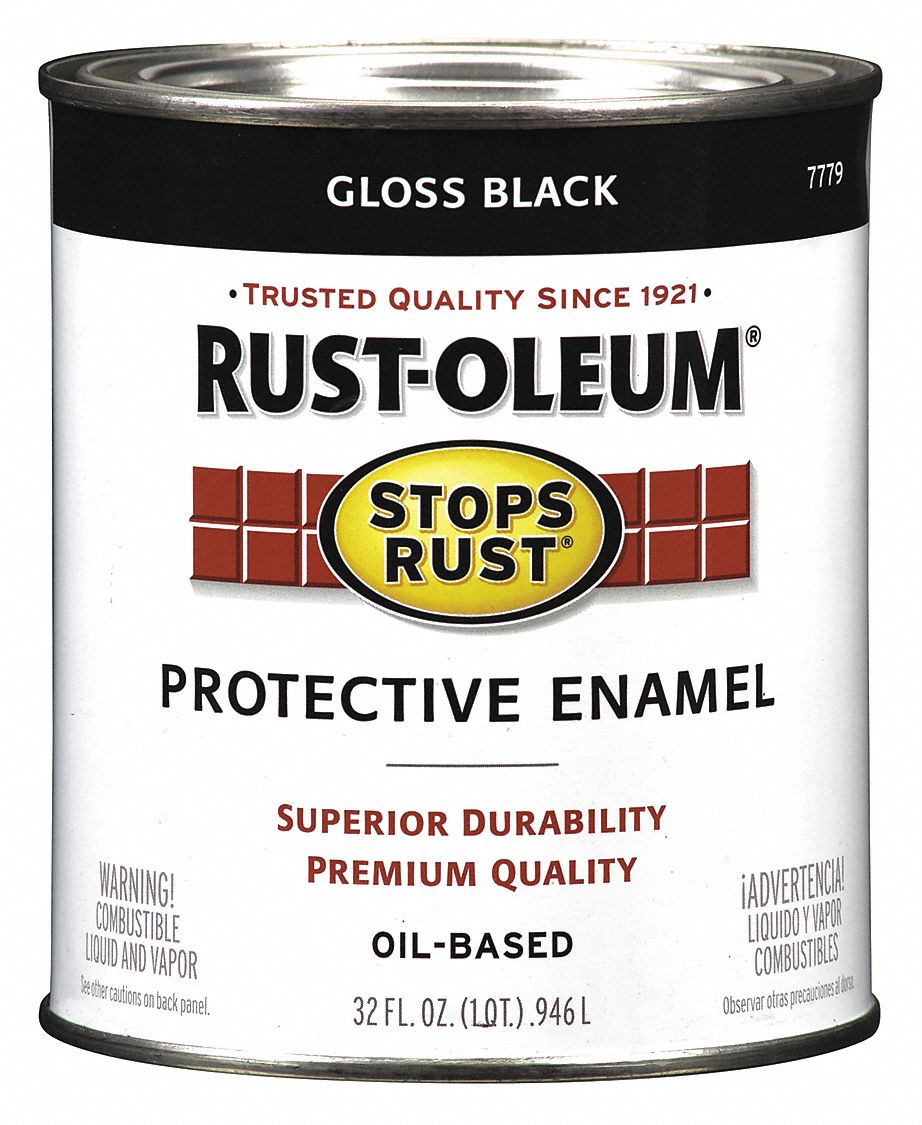 Rustoleum Protective Enamel Oil Based Paint, Gloss Black 7779502 - 1 qt can