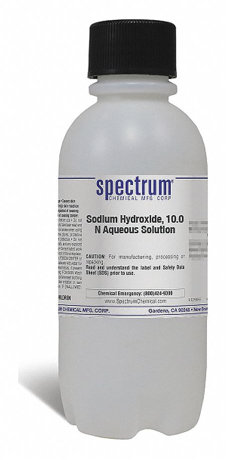 Sodium Hydroxide: Lab, 500 mL, 1310-73-2/7732-18-5, 10 N, Solution, Liquid, Bottle, Plastic, 1