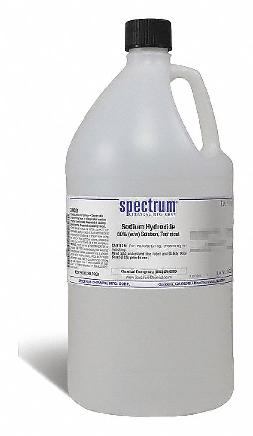 Sodium Hydroxide: Lab, 4 L, 1310-73-2/7732-18-5, 50%w/w Concentration, Solution, Liquid, Jug, 1