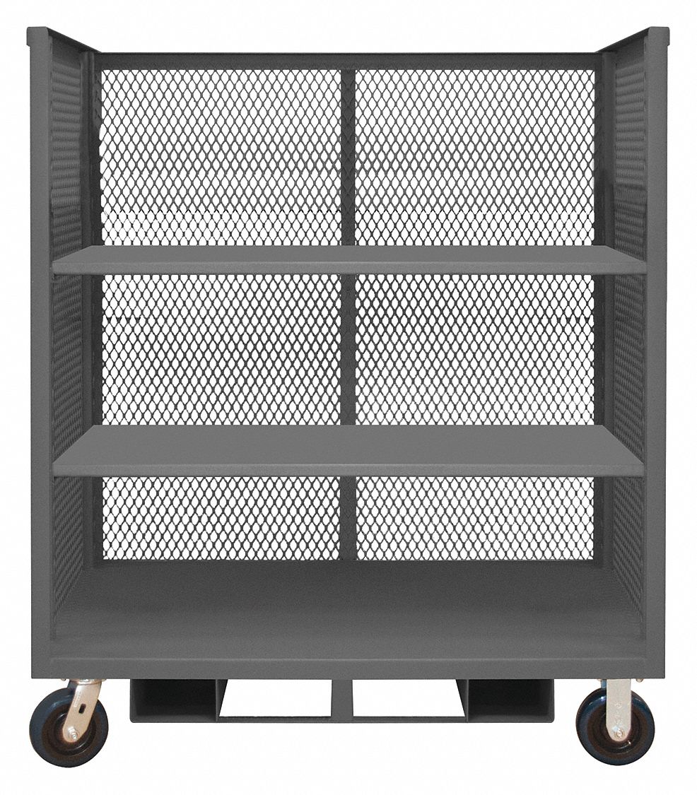 3 Sided Mesh Cart 3 Shelves 3600 lb.
