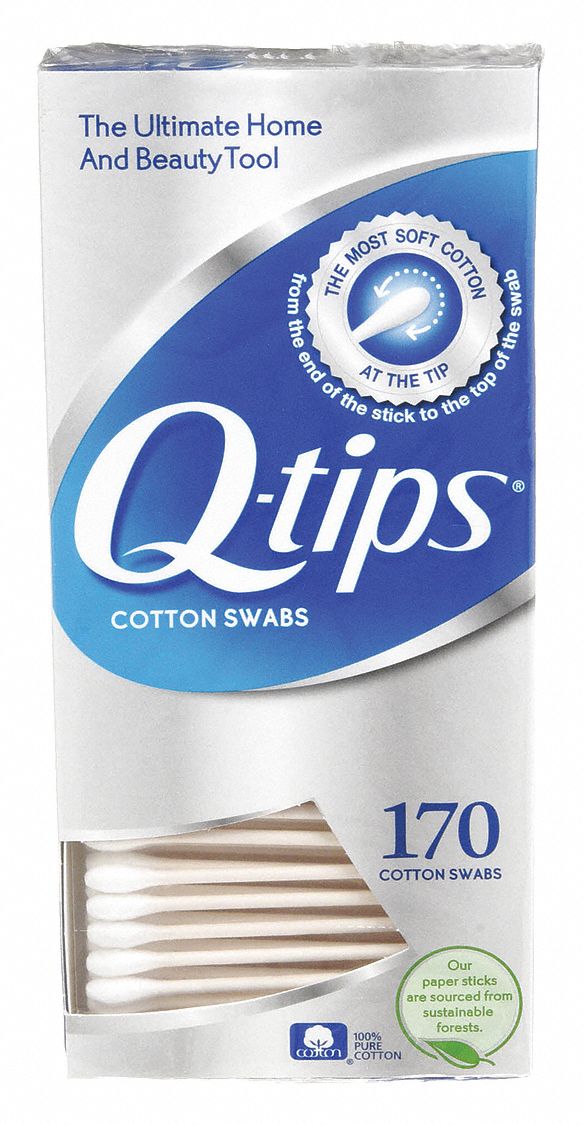 QTIP, 3 in Lg, Cotton, Cotton Tip Swab 39E702CB070006 Grainger
