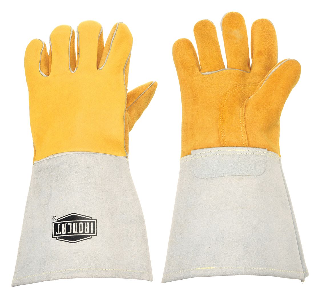 WELDING GLOVES, REINFORCED THUMB, ELKSKIN, S, 1 PR, STICK, 14 IN