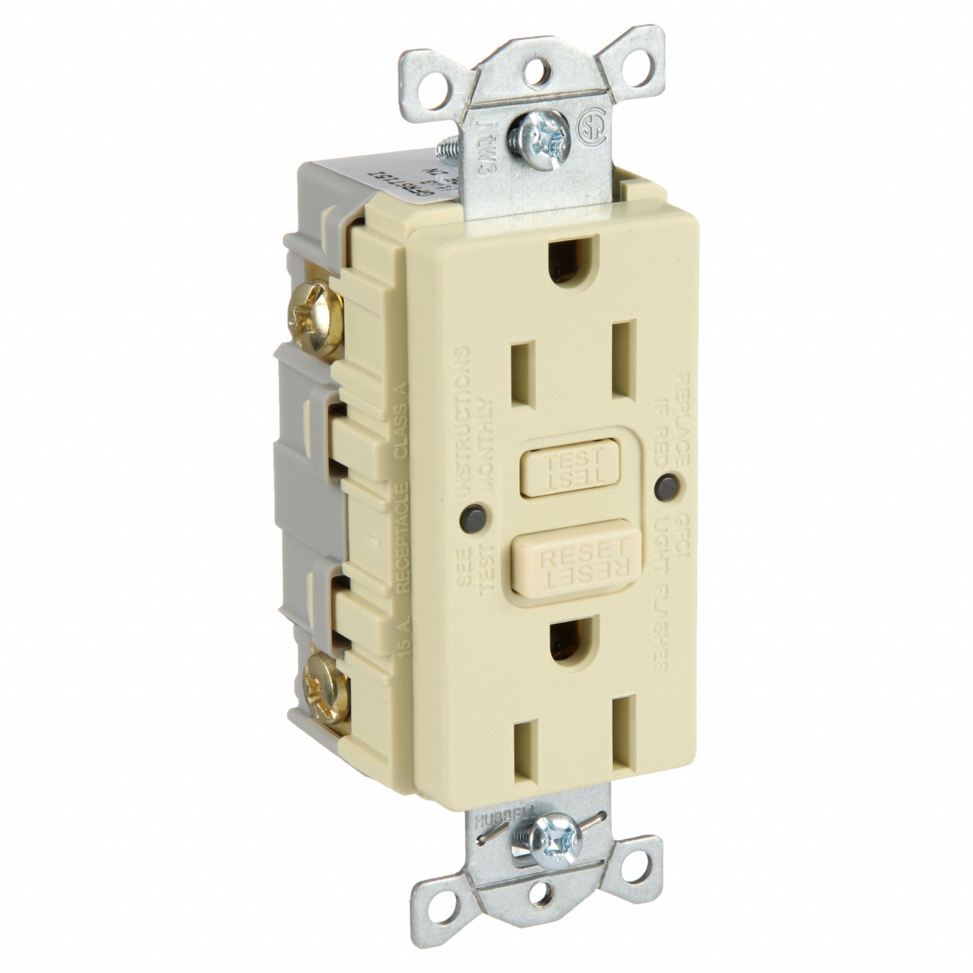 GFCI RECEPTACLE,15 A,IVORY,COMMERCIAL