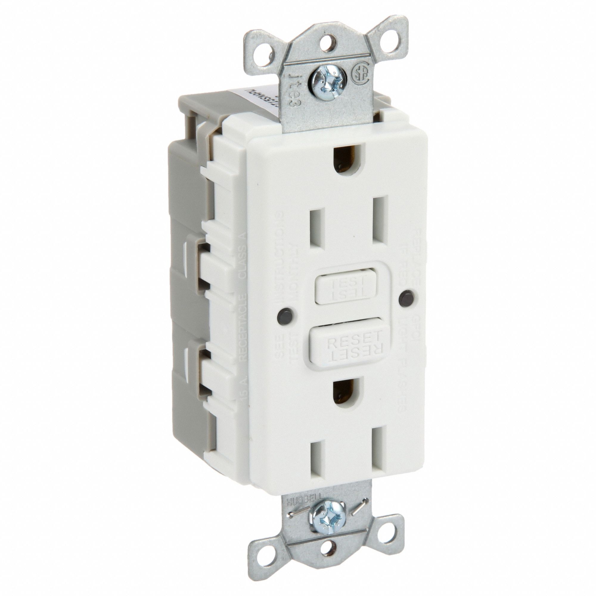 HUBBELL, Decorator Duplex, White, GFCI Receptacle - 39EA64|GFRST15SNAPW ...