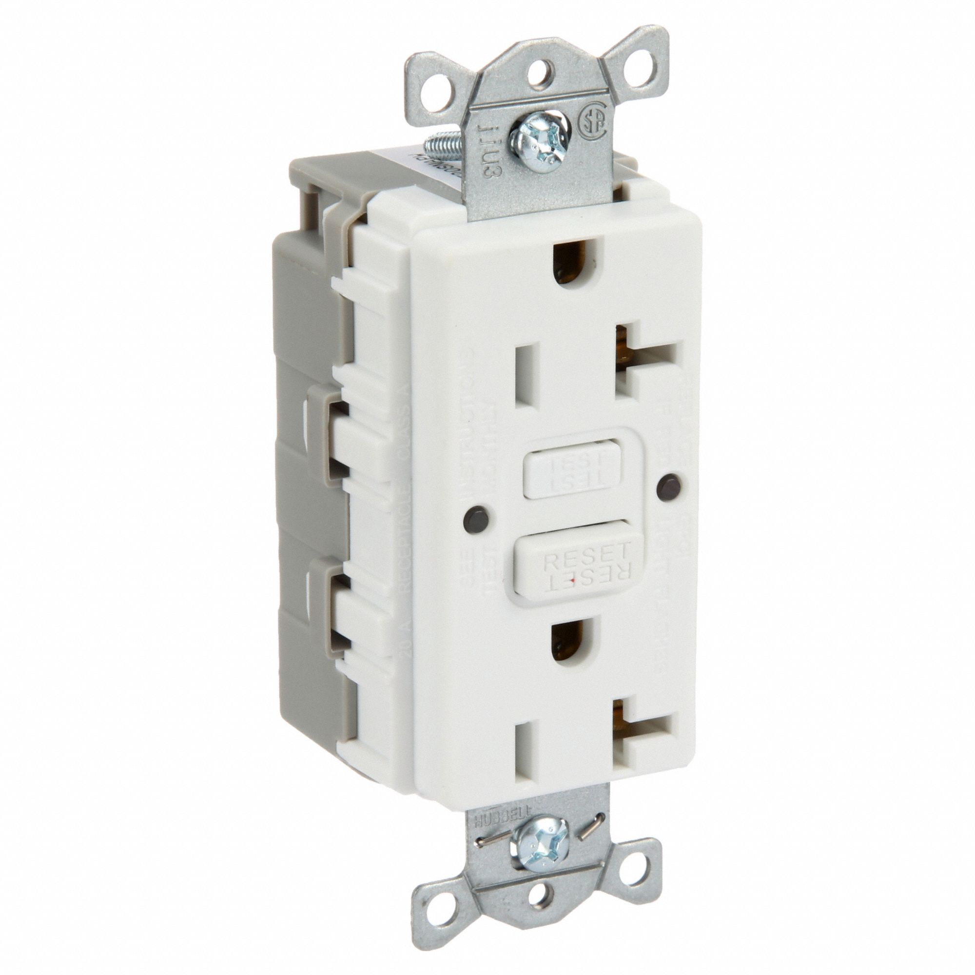 GFCI RECEPTACLE,20 A,WHITE,125V AC