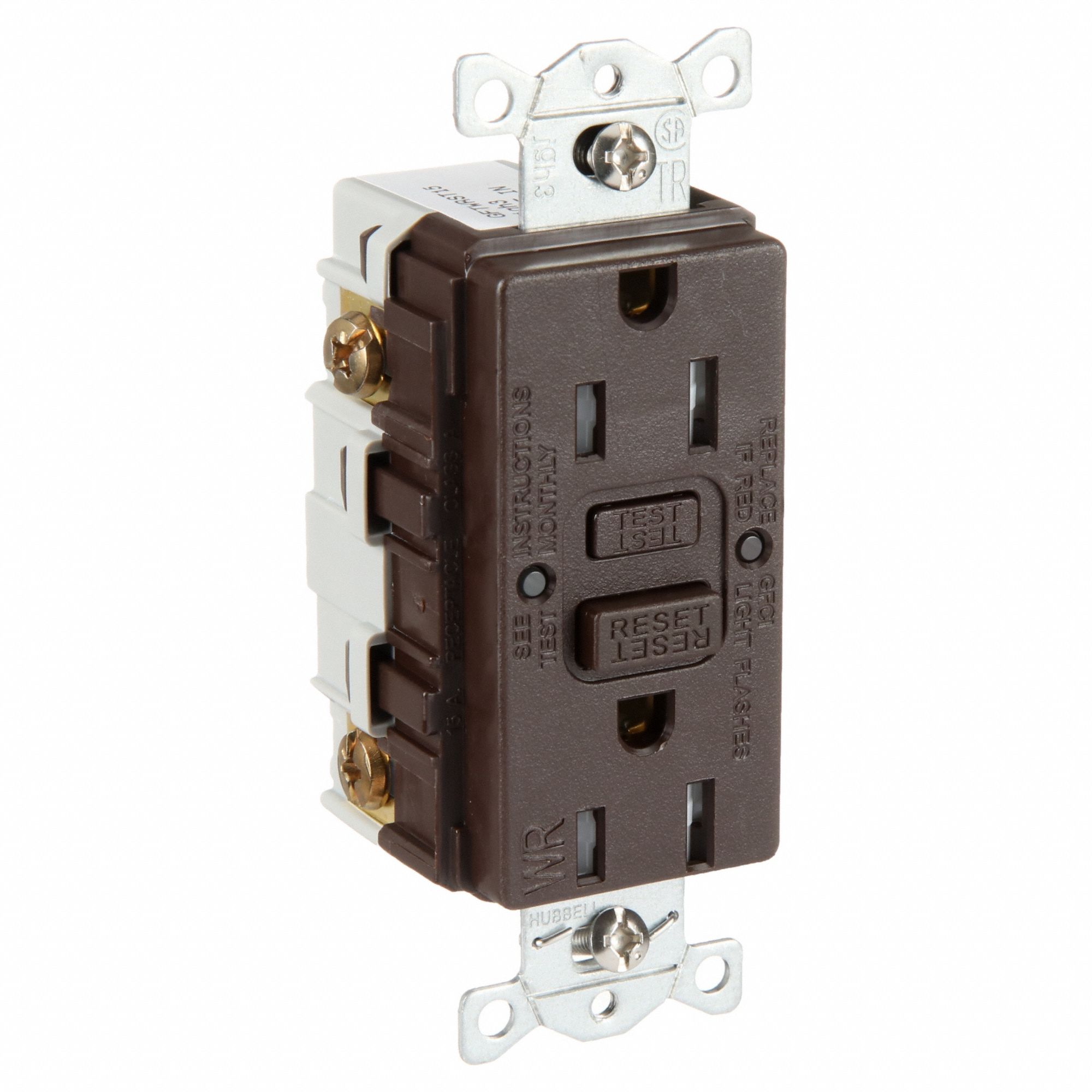 HUBBELL, Duplex, Brown, GFCI Receptacle 39EA70GFTWRST15 Grainger