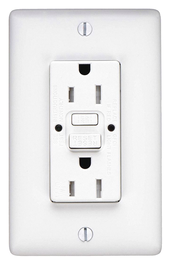 GFCI RECEPTACLE,15 A,WHITE,125V AC