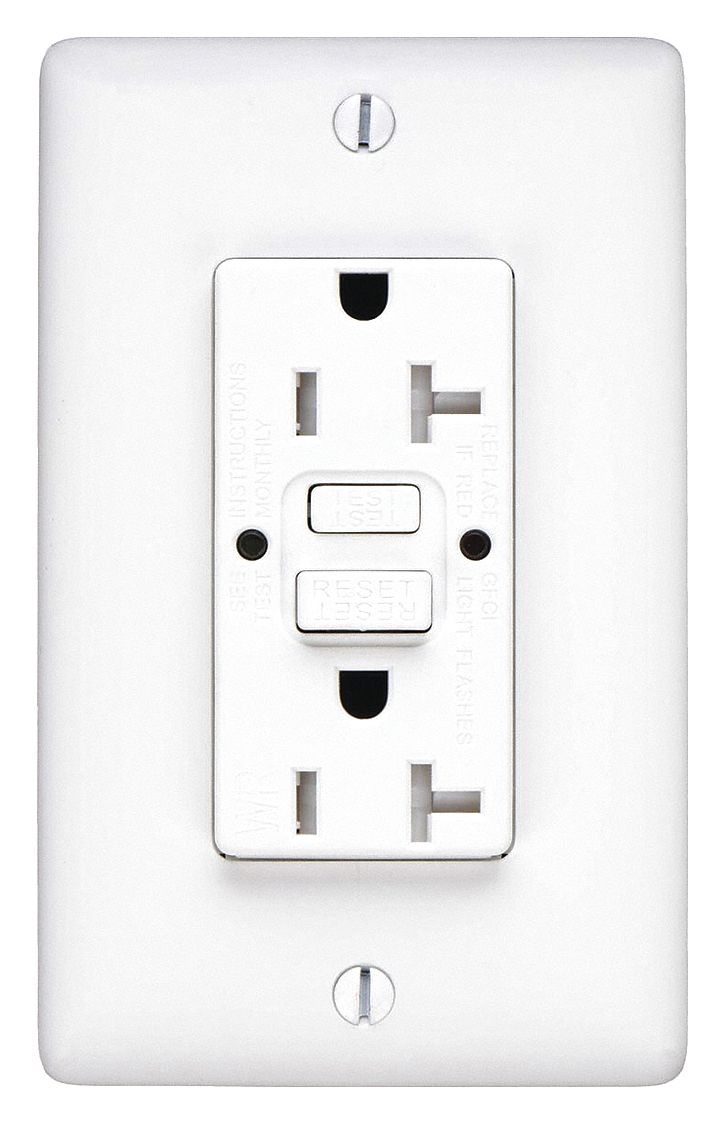 GFCI RECEPTACLE,20 A,WHITE,125V AC