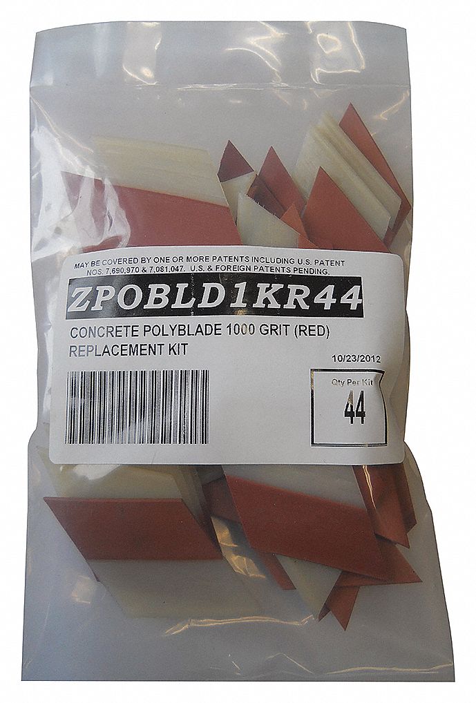Polishing Replacement Kit: 2 in Dia, 1, 000 Grit, 600 RPM Max Speed, Dry/Wet, 44 PK