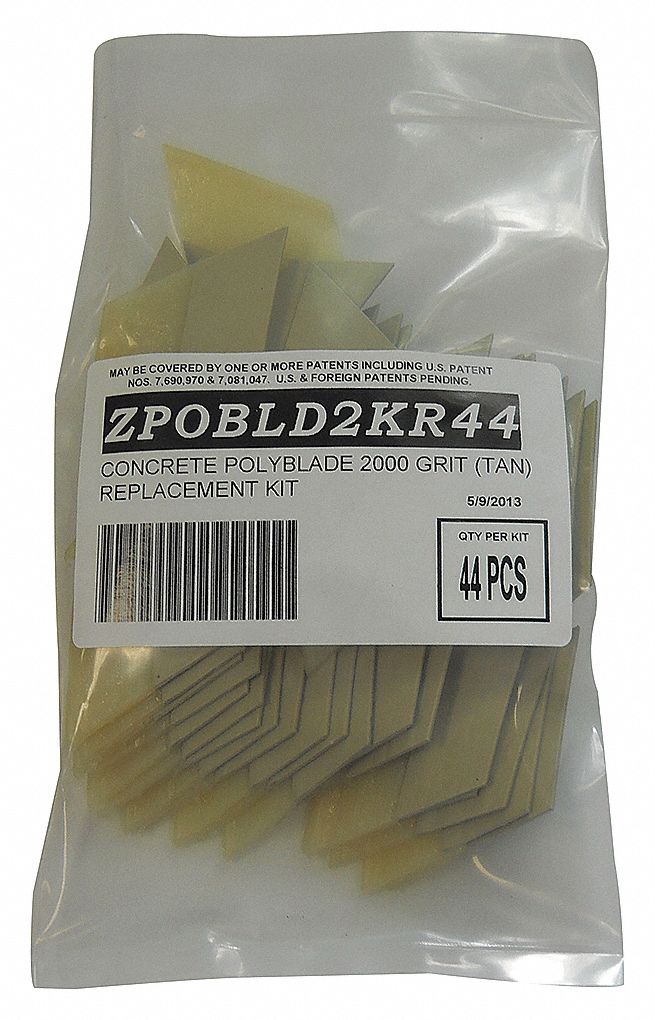 Polishing Replacement Kit: 2 in Dia, 2, 000 Grit, 600 RPM Max Speed, Dry/Wet, 44 PK