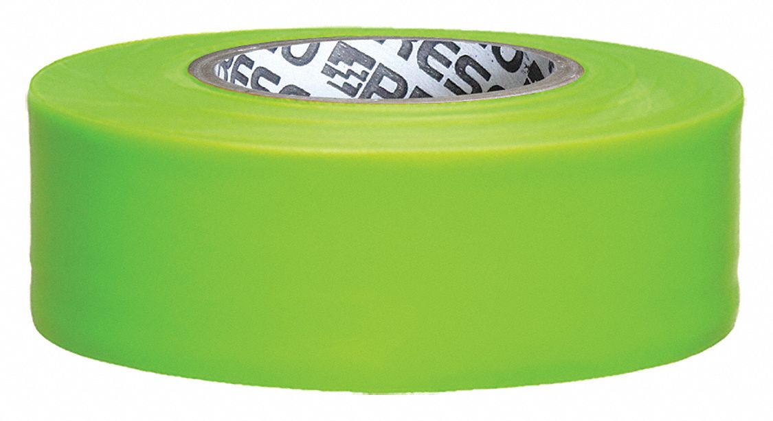 Fluorescent Lime, 1 3/16 in Roll Wd, Flagging Tape 39EN79ARLG200