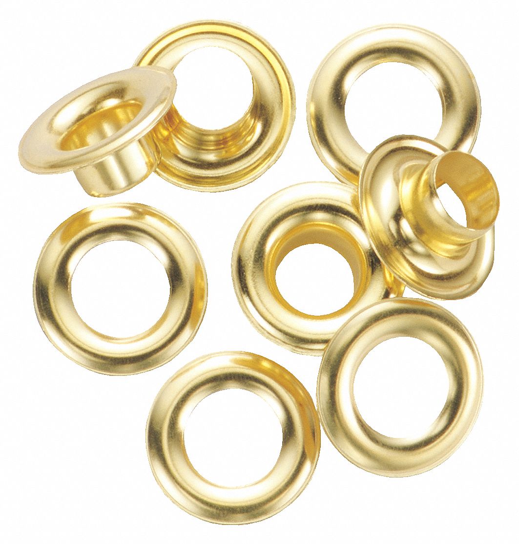 Grommet: Brass, 0.38 in Inside Dia, 0.81 in Outside Dia, 0.12 in Overall Thick