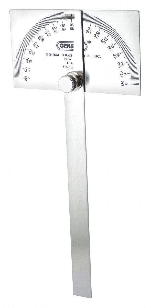 GENERAL ManualReading Protractor 0° to 180° Range, 1° Graduations