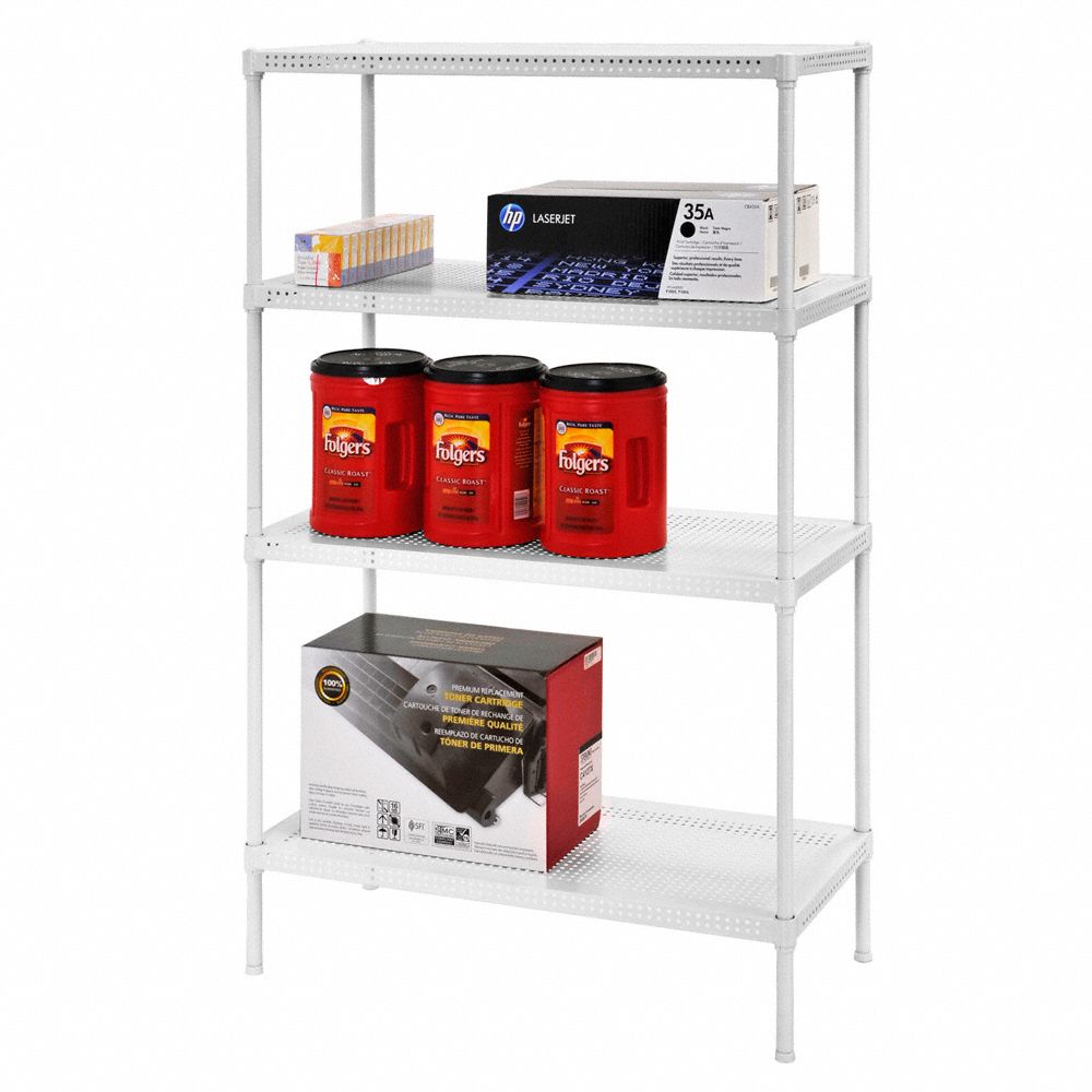 GRAINGER APPROVED Open, Freestanding, Metal Shelving, Overall Width 30