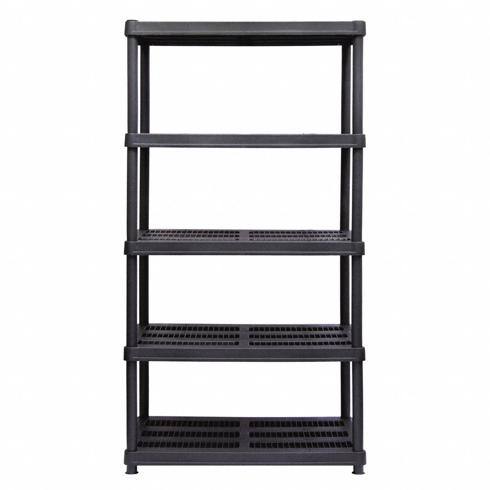 SANDUSKY Plastic Shelving 36 in x 24 in, 72 in Overall Ht, 5 Shelves 39EY63PS3624725B