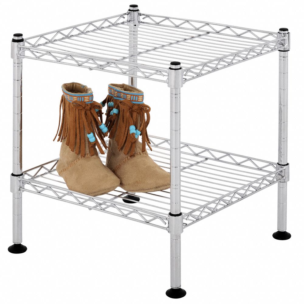 GRAINGER APPROVED Freestanding Wire Shelving Unit, 12 inW x 12 inD x 12 inH, 2 Shelves, Chrome