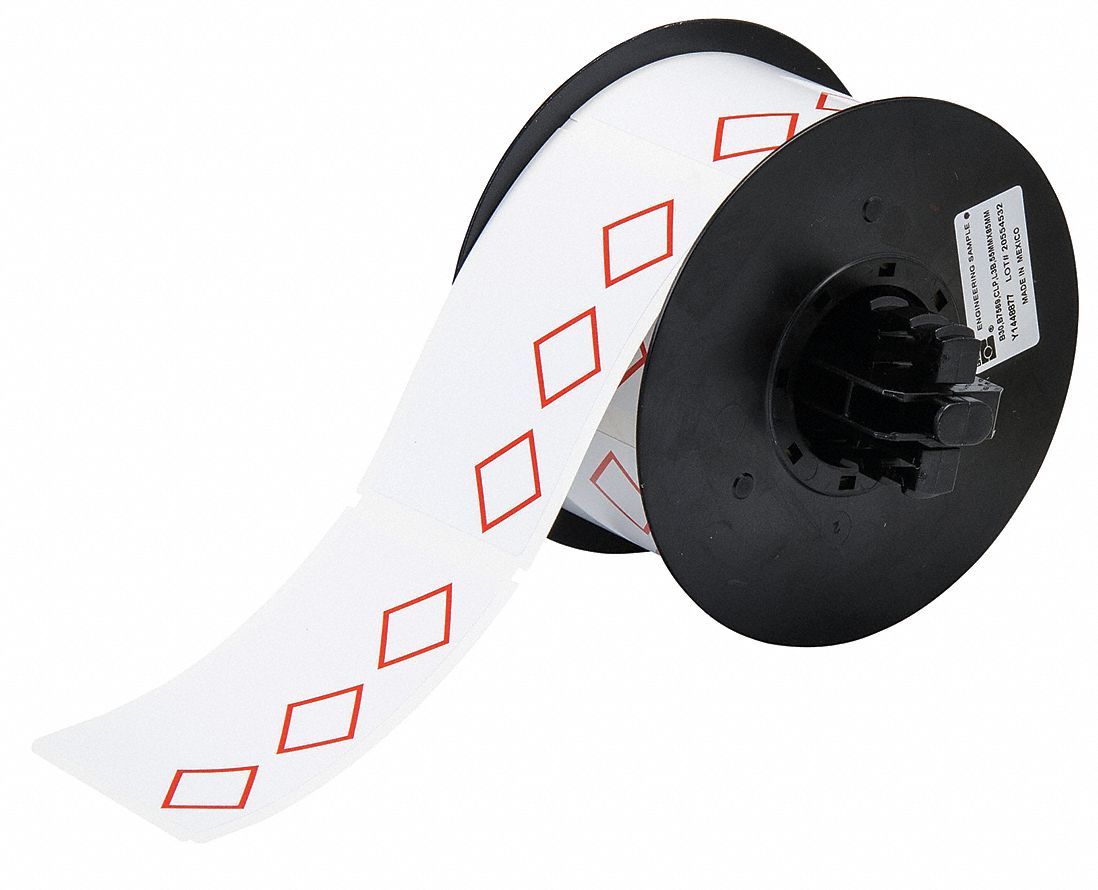 Pre-Cut Label Stock Roll: No Legend, Red GHS/CLP 3B Diamonds, 2 11/64 in x 3 11/32 in, 2 11/64 in