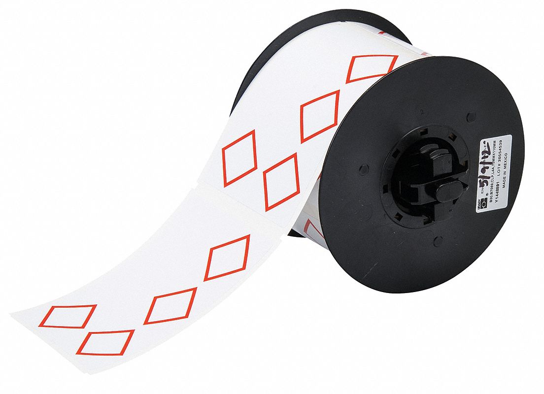 Pre-Cut Label Stock Roll: No Legend, Red GHS/CLP 4A Diamonds, 2 61/64 in x 4 21/64 in, 2 61/64 in