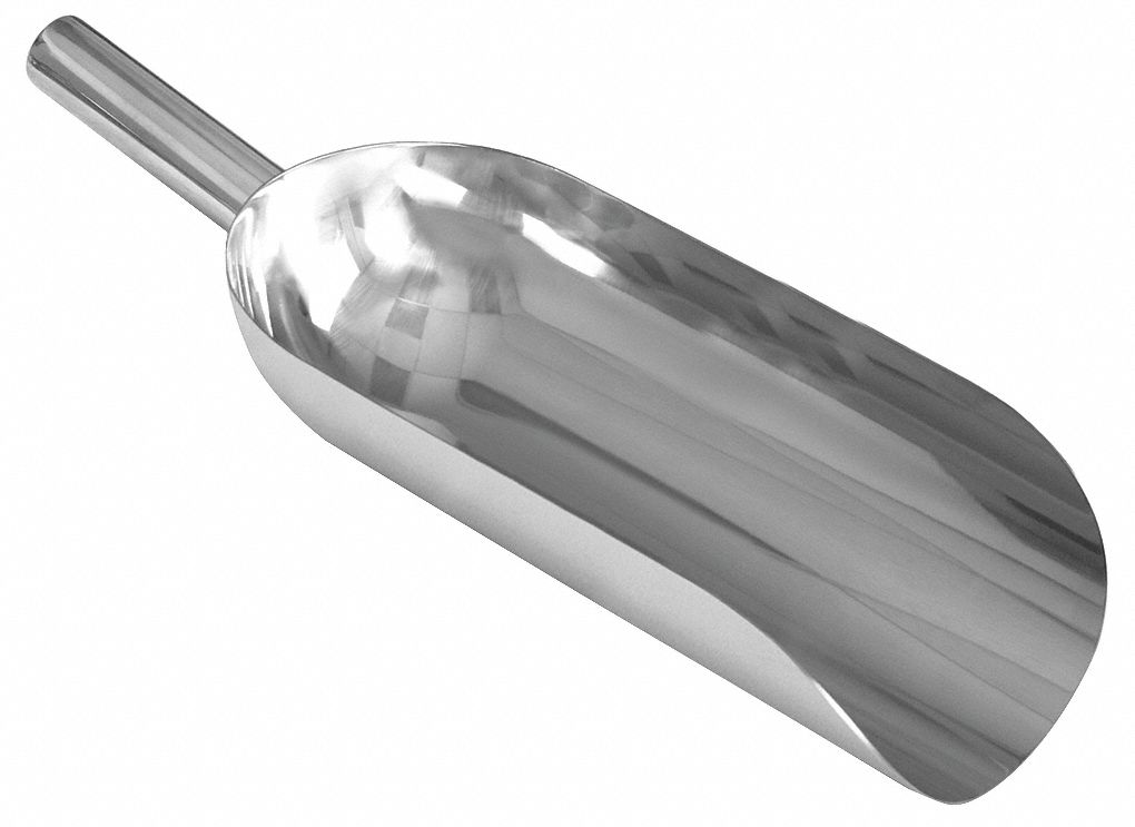 Pharma Scoop: 64 oz Capacity, Silver, 17 in Overall Lg, 6 in Overall Wd, Stainless Steel