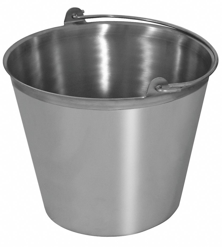 Dairy Pail: 13 qt Capacity, 10 7/8 in Overall Ht, 12 1/4 in Overall Dia, Stainless Steel