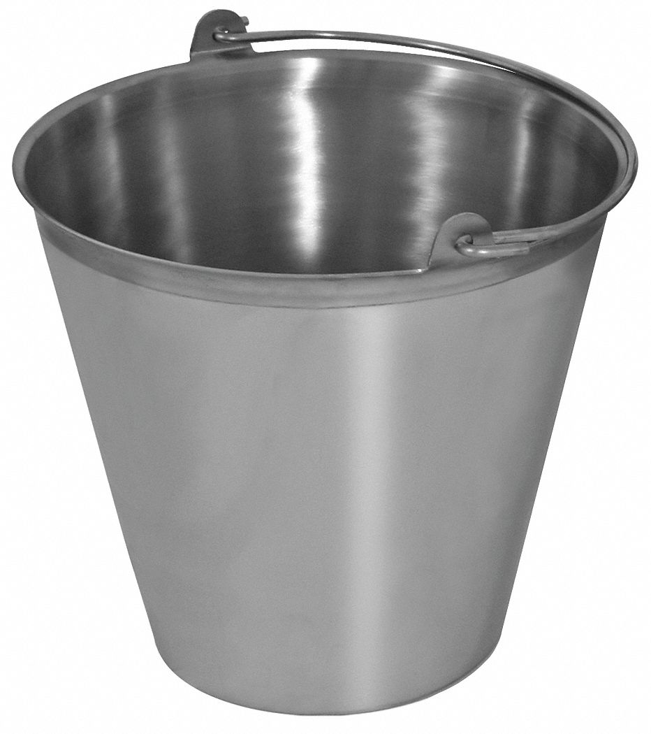 Dairy Pail: 16 qt Capacity, 12 3/8 in Overall Ht, 13 in Overall Dia, Stainless Steel