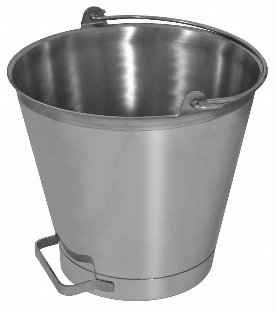 Dairy Pail: 16 qt Capacity, 12 3/8 in Overall Ht, 13 in Overall Dia, Stainless Steel