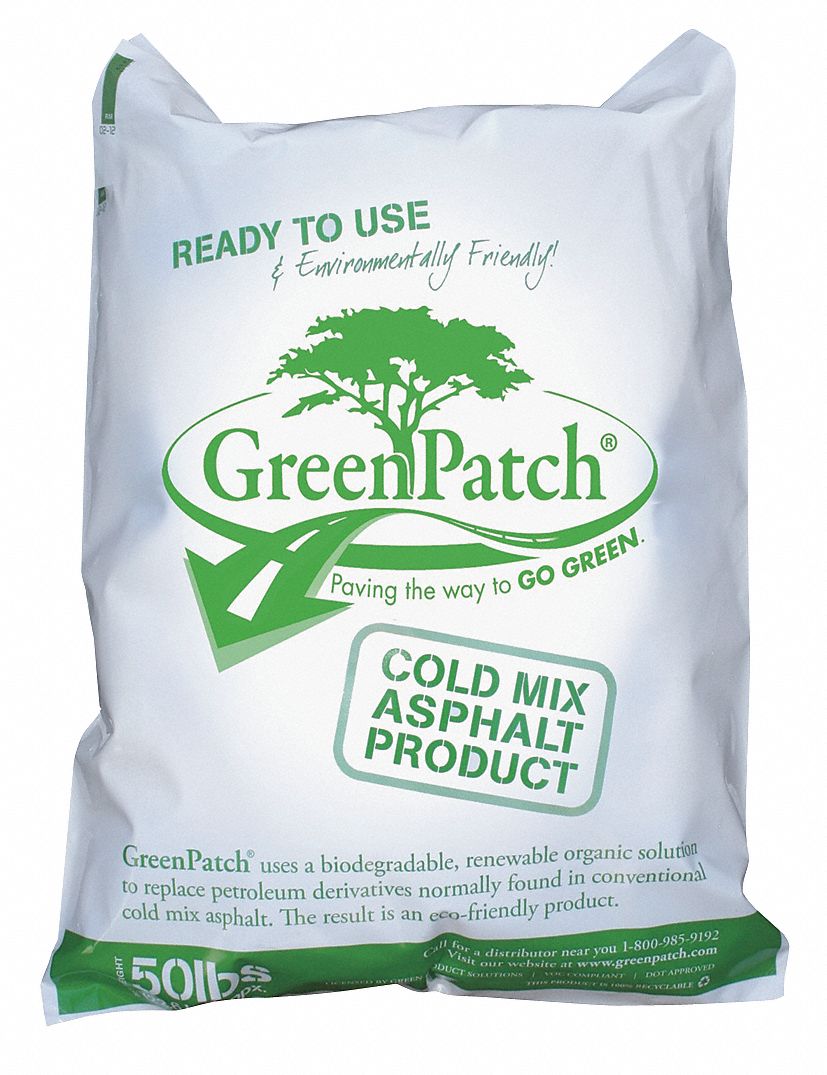 Cold Patch: Cold Mix Asphalt, Recycled Asphalt Mix, 50 lb Container Size, Bag, No VOC