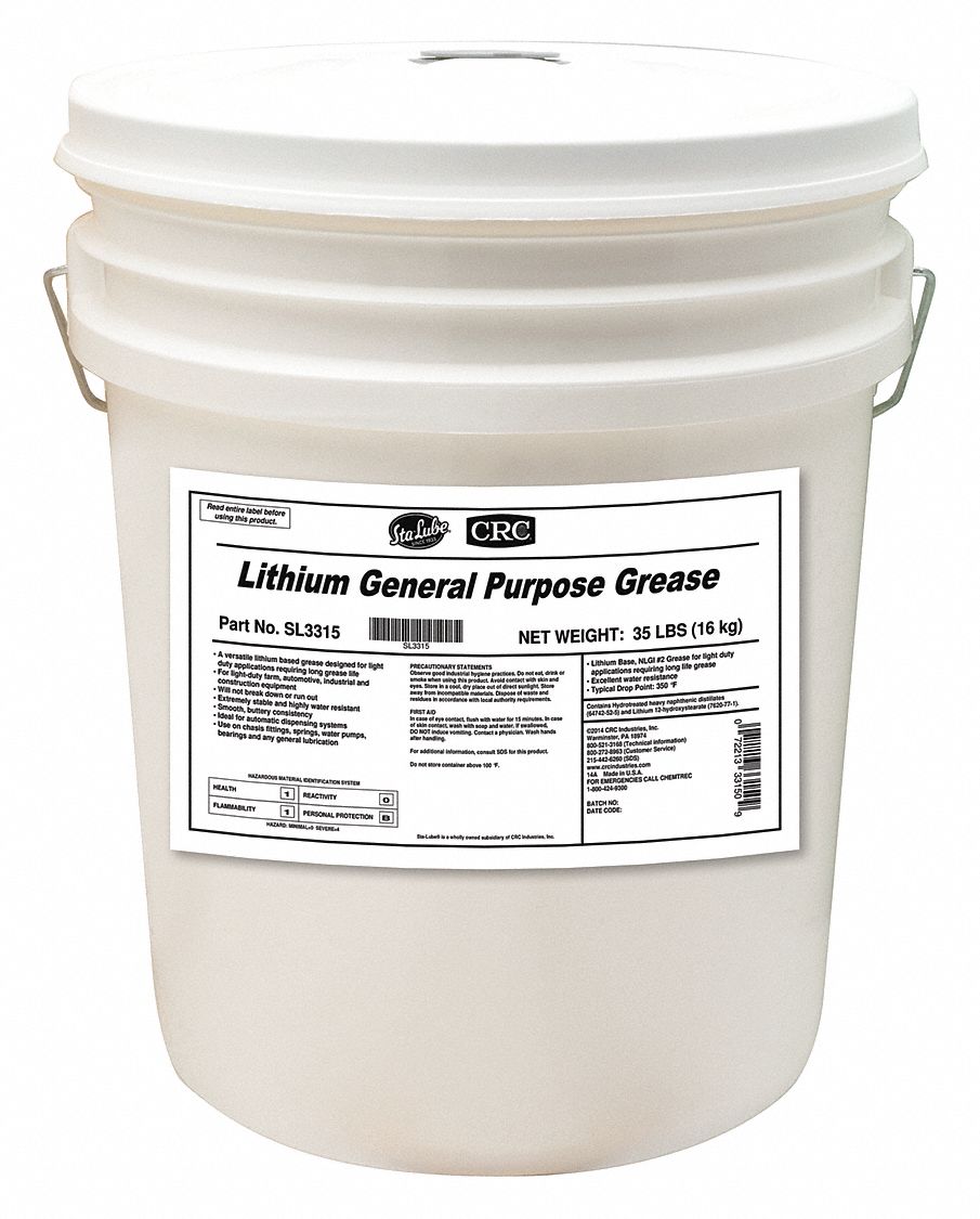 CRC Amber, Lithium, Multipurpose Grease, 35 lb, 2 NLGI Grade 39F945