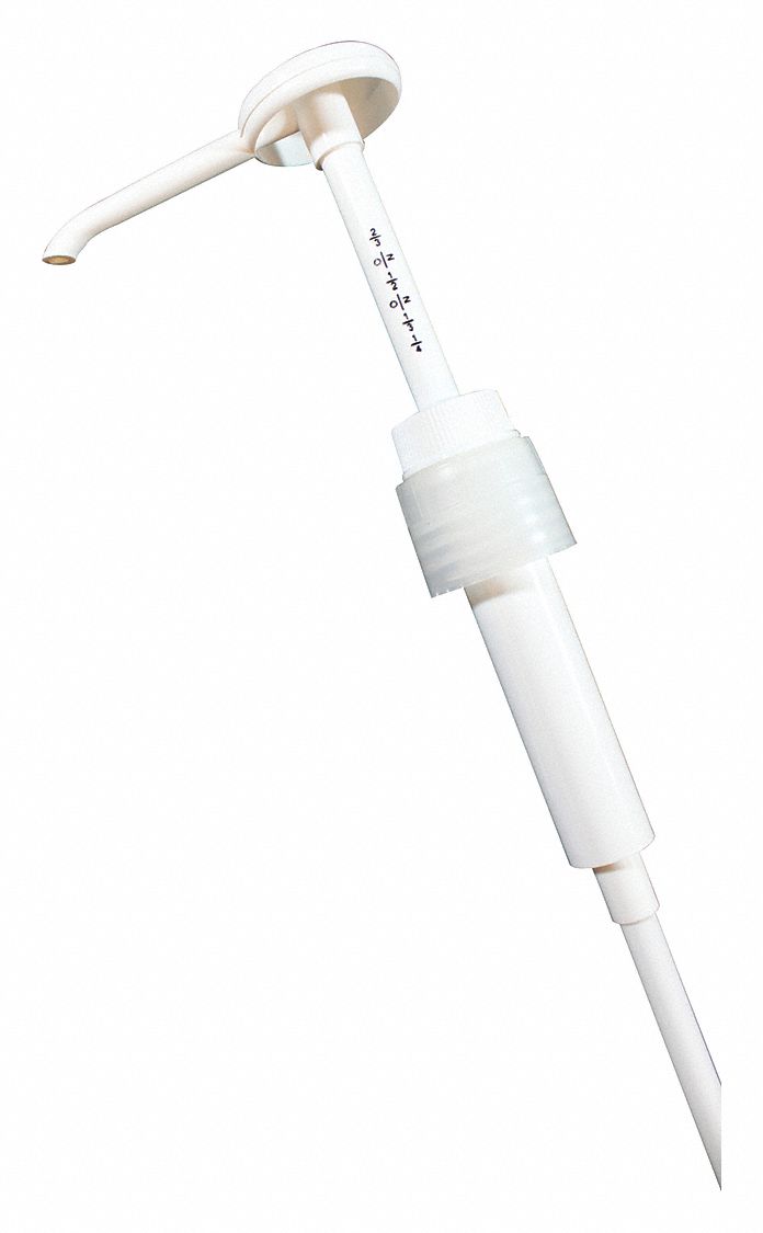 PUMP DISPENSER, PLASTIC, WHITE, 21 IN H