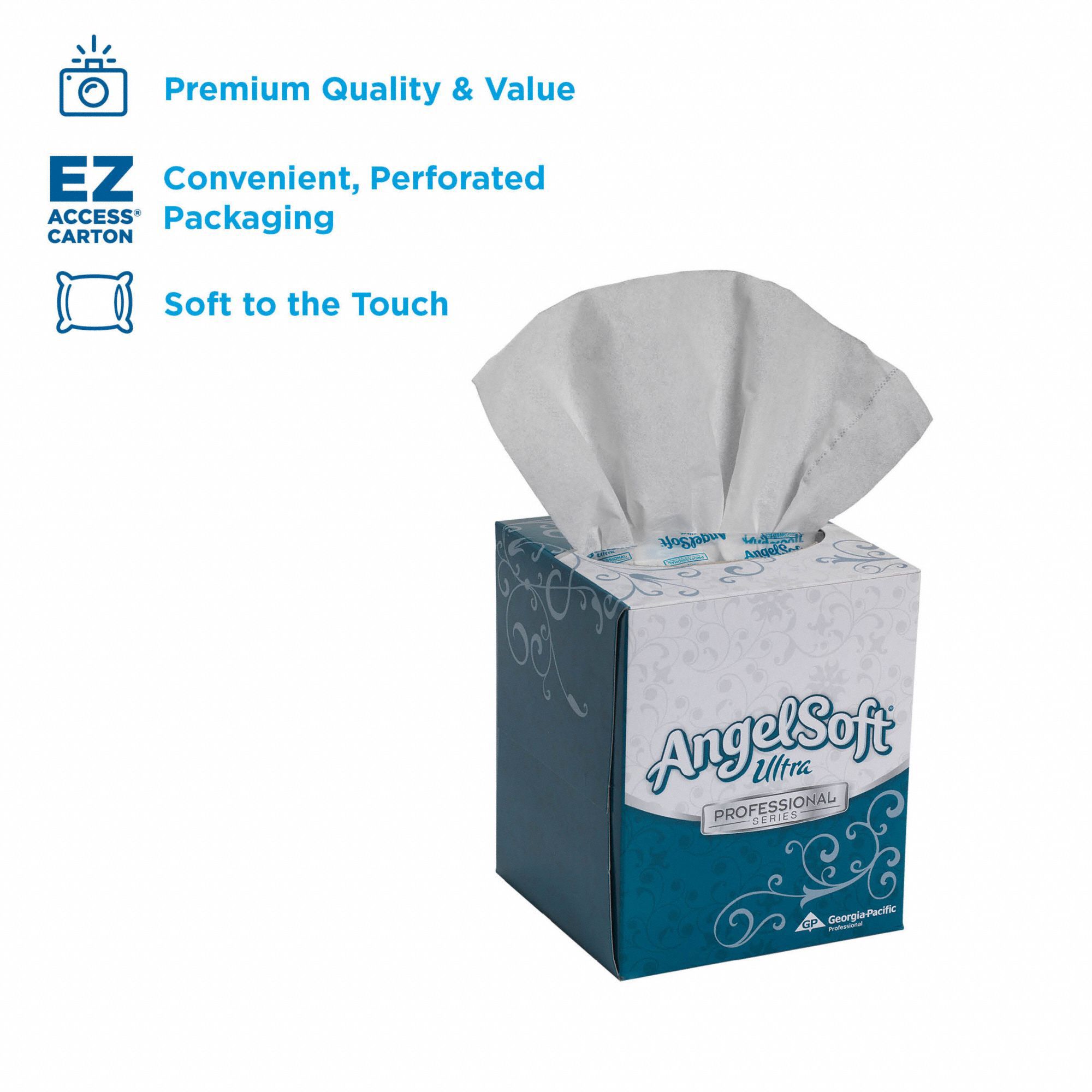 Facial Tissue: Cube, Angel Soft Ultra Professional Series®, 96 Sheets, 2 Ply, 10 PK