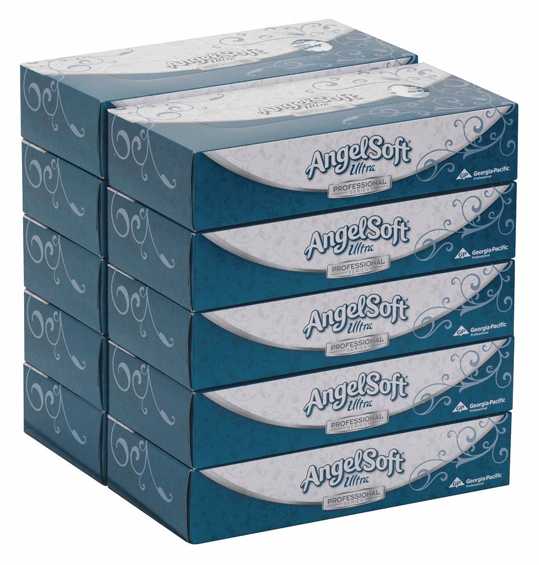 FACIAL TISSUE, FLAT, ANGEL SOFT ULTRA PROFESSIONAL SERIES, 125 SHEETS, 10 PK