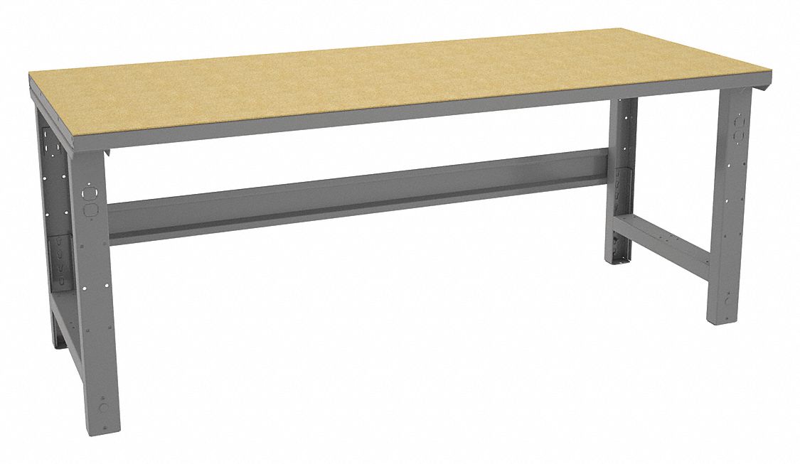 Workbench: Adj Ht, Particleboard, 72 in x 30 in, 1, 800 lb Overall Load Capacity, Gray