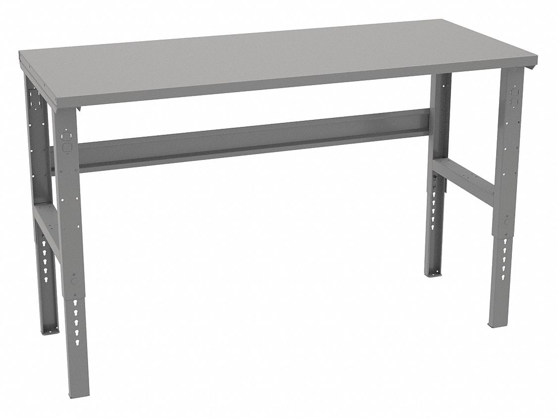 Workbench: Adj Ht, Steel, 72 in x 30 in, 1, 800 lb Overall Load Capacity, Gray