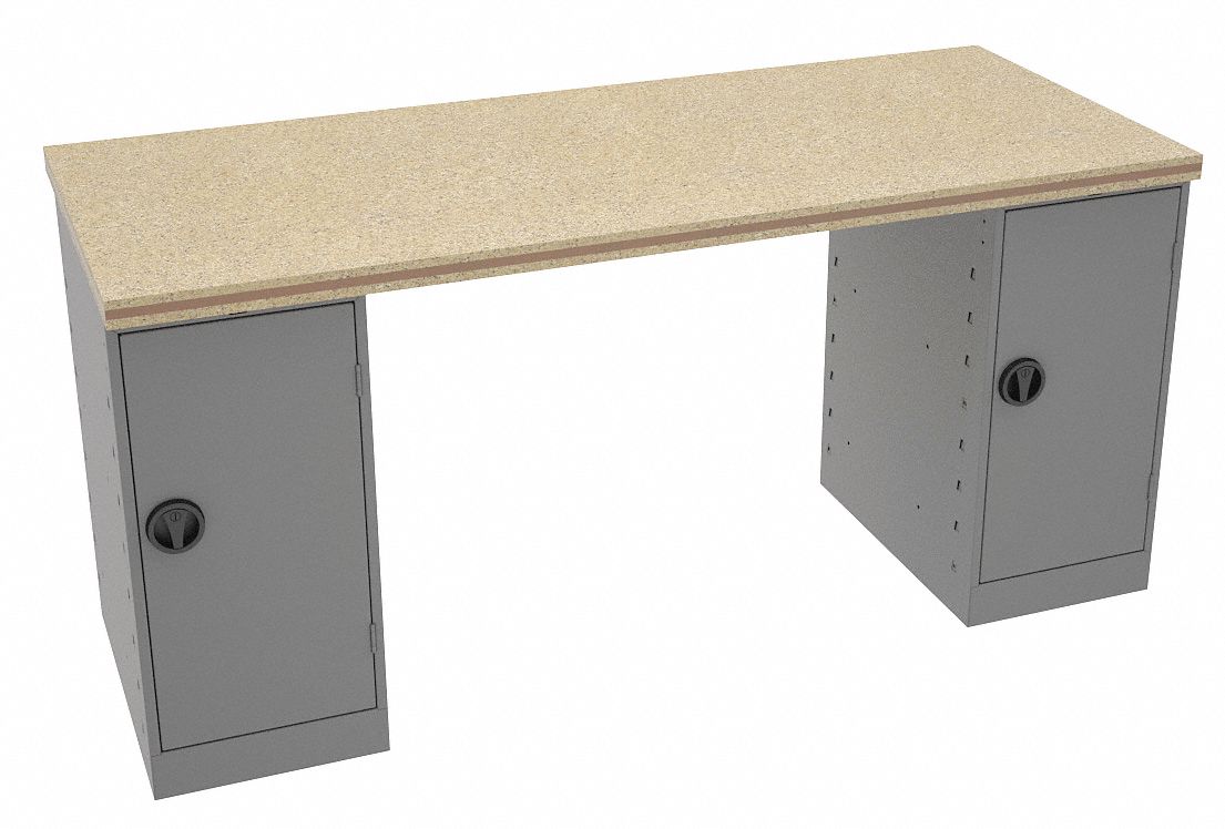 Workbench: Fixed Ht, Shop Top, 72 in x 30 in, 1, 500 lb Overall Load Capacity, Gray