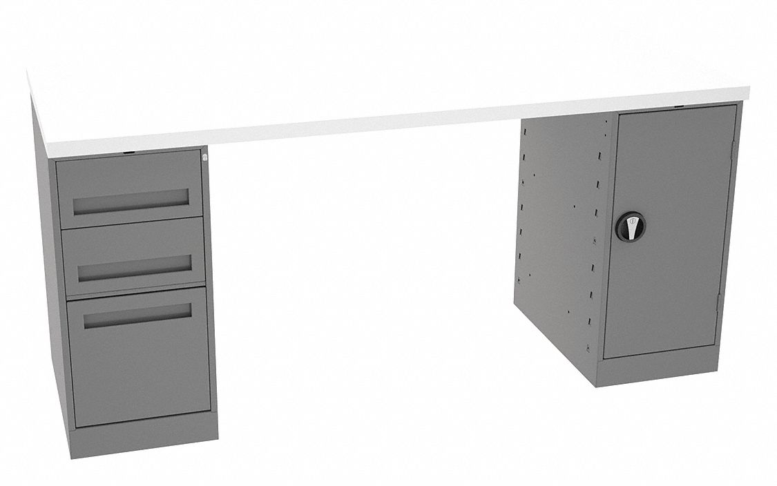 Workbench: Fixed Ht, Laminate, 72 in x 30 in, 750 lb Overall Load Capacity, Gray