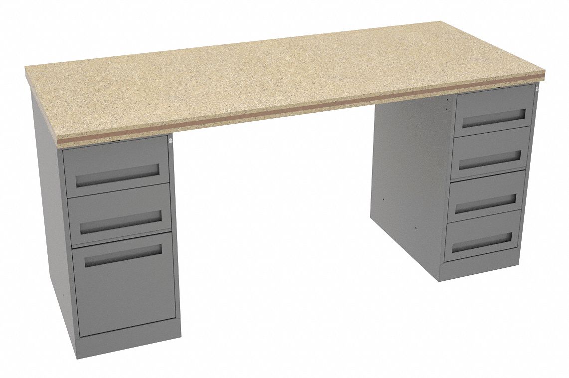 Workbench: Fixed Ht, Shop Top, 72 in x 30 in, 1, 500 lb Overall Load Capacity, Gray