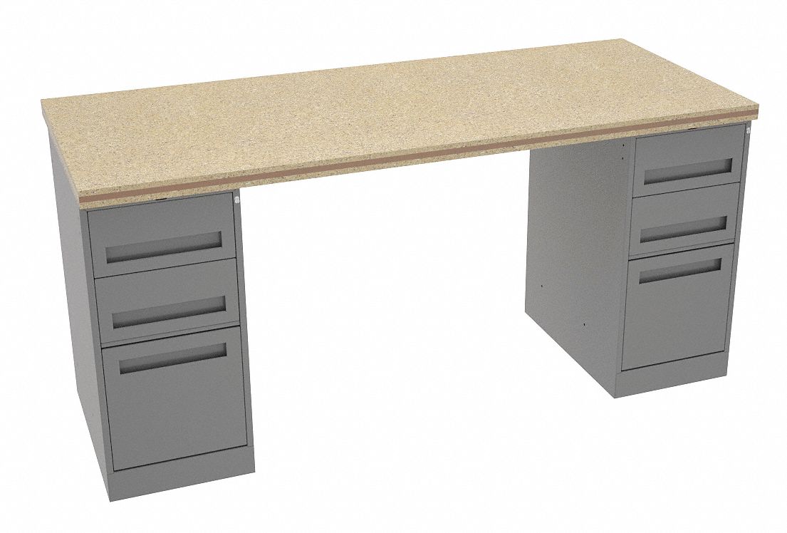 Workbench: Fixed Ht, Shop Top, 72 in x 30 in, 1, 500 lb Overall Load Capacity, Gray