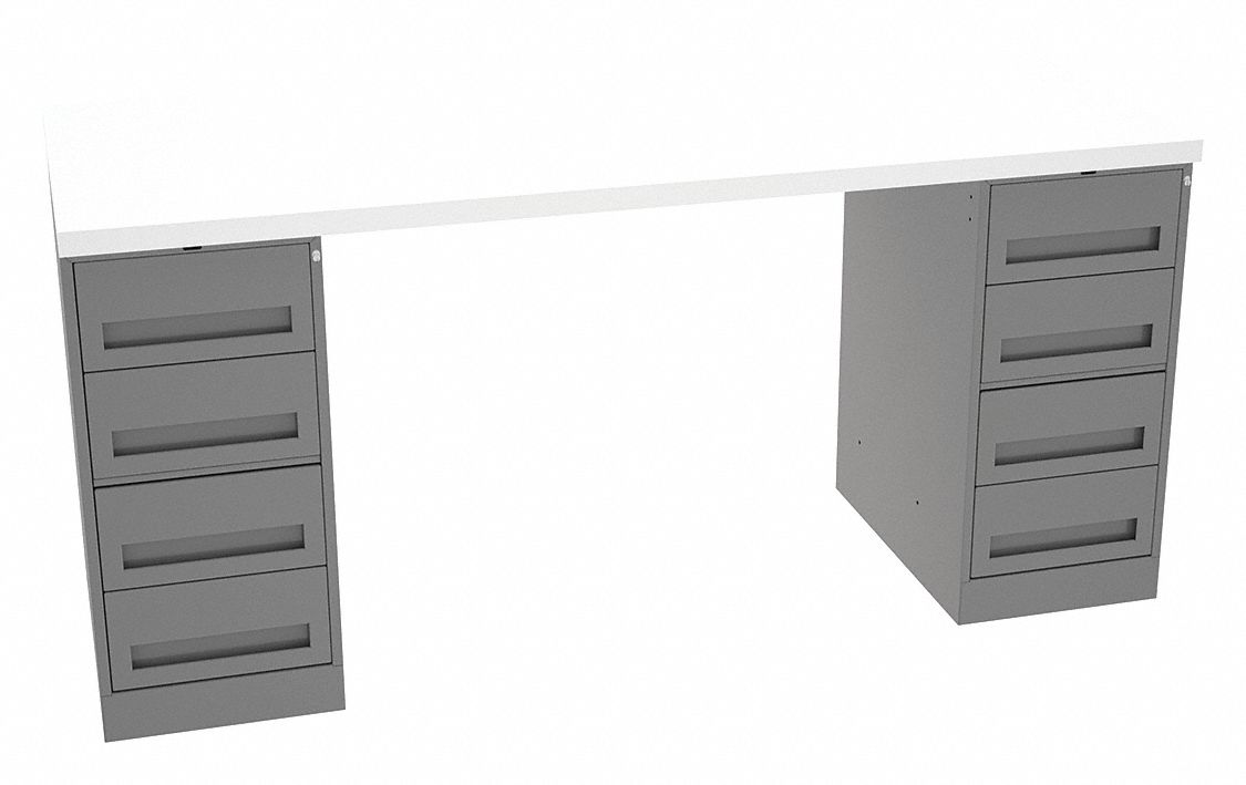 Workbench: Fixed Ht, Laminate, 72 in x 30 in, 750 lb Overall Load Capacity, Gray