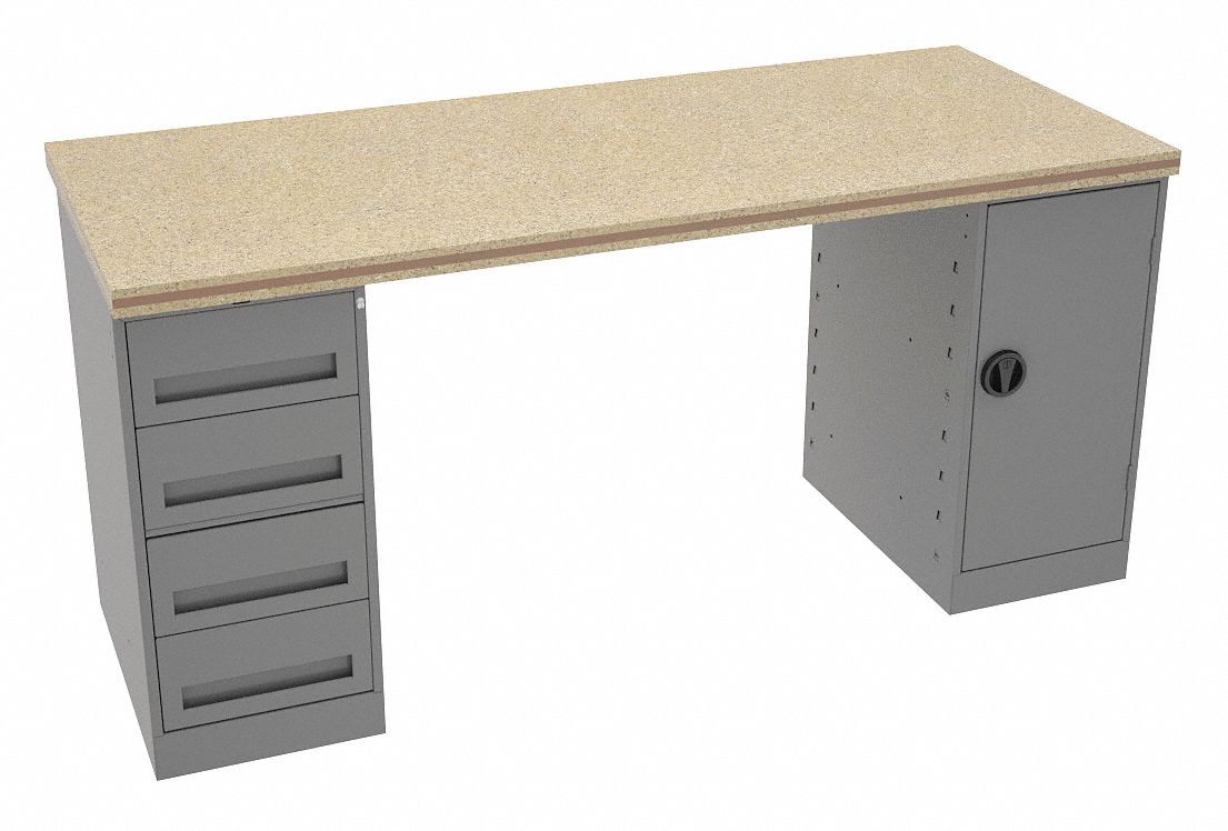 Workbench: Fixed Ht, Shop Top, 72 in x 30 in, 1, 500 lb Overall Load Capacity, Gray