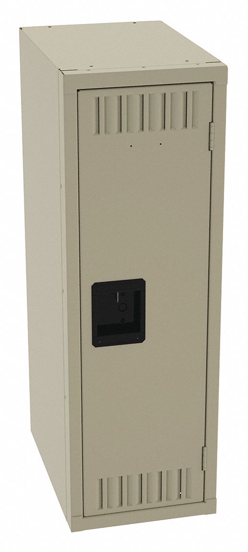 Wardrobe Locker: 12 in x 18 in x 36 in, Louvered, 1 Tiers, 1 Units Wide, Padlock Hasp, Tan
