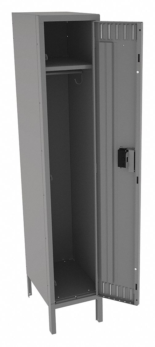 Wardrobe Locker: 12 in x 18 in x 66 in, Louvered, 1 Tiers, 1 Units Wide, Padlock Hasp, Steel