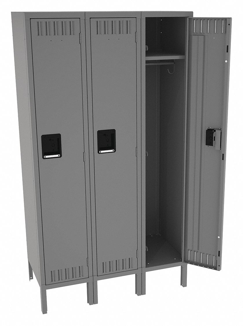 TENNSCO Medium Gray Wardrobe Locker, (1) Tier, (3) Wide Openings 3, 36
