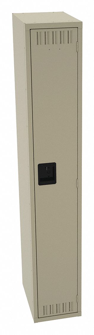 Wardrobe Locker: 12 in x 18 in x 72 in, Louvered, 1 Tiers, 1 Units Wide, Padlock Hasp, Tan