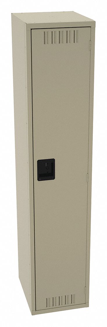 Wardrobe Locker: 15 in x 18 in x 72 in, Louvered, 1 Tiers, 1 Units Wide, Padlock Hasp, Tan