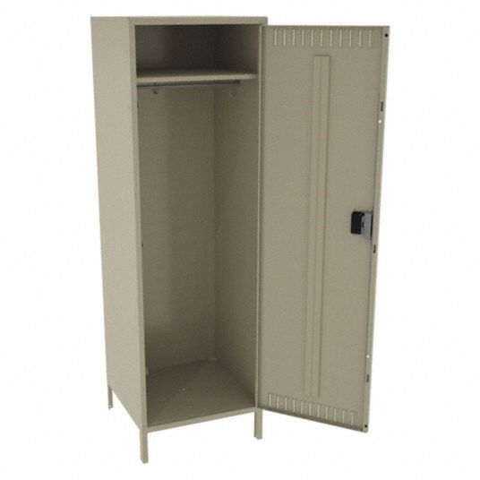 TENNSCO Wardrobe Locker: 24 in x 24 in x 78 in, Louvered, 1 Tiers, 1 Units  Wide, Padlock Hasp, Tan