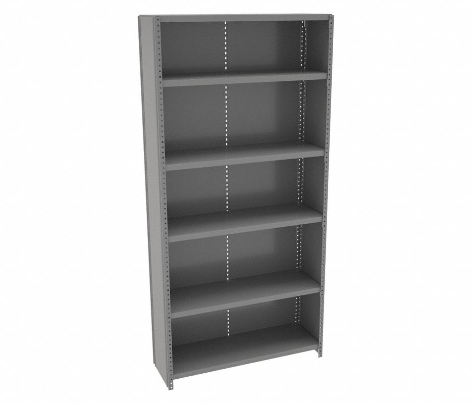 Tennsco Closed Commercial Steel Shelving, Six-Shelf, 36w X 12d X 75h, Medium Gray ESPC-6-1236-MGY, Tennsco Closed Commercial Steel Shelving, Six-Shelf, 36w X 12d X 75h, Medium Gray