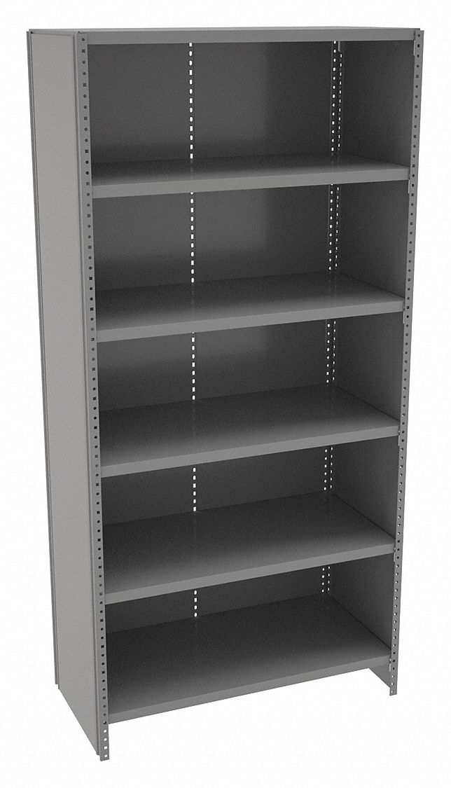 Tennsco Closed Commercial Steel Shelving, Six-Shelf, 36w X 18d X 75h, Medium Gray ESPC-6-1836, Tennsco Closed Commercial Steel Shelving, Six-Shelf, 36w X 18d X 75h, Medium Gray