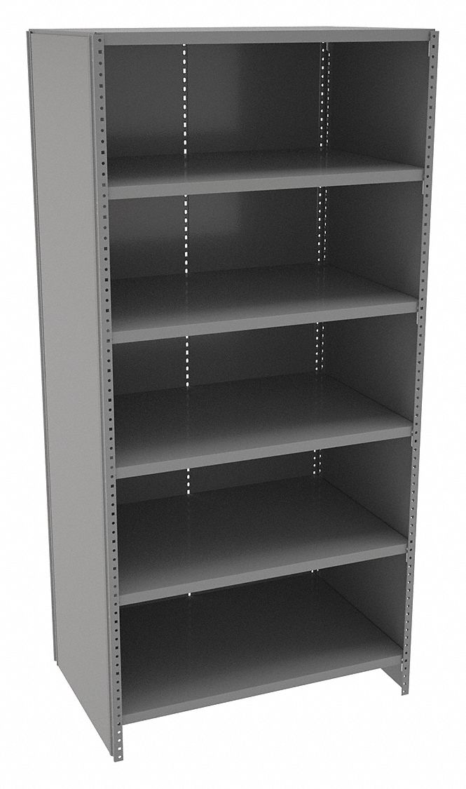 Metal Shelving: Standalone, Light-Duty, 36 in x 24 in, 72 in Overall Ht, 6 Shelves